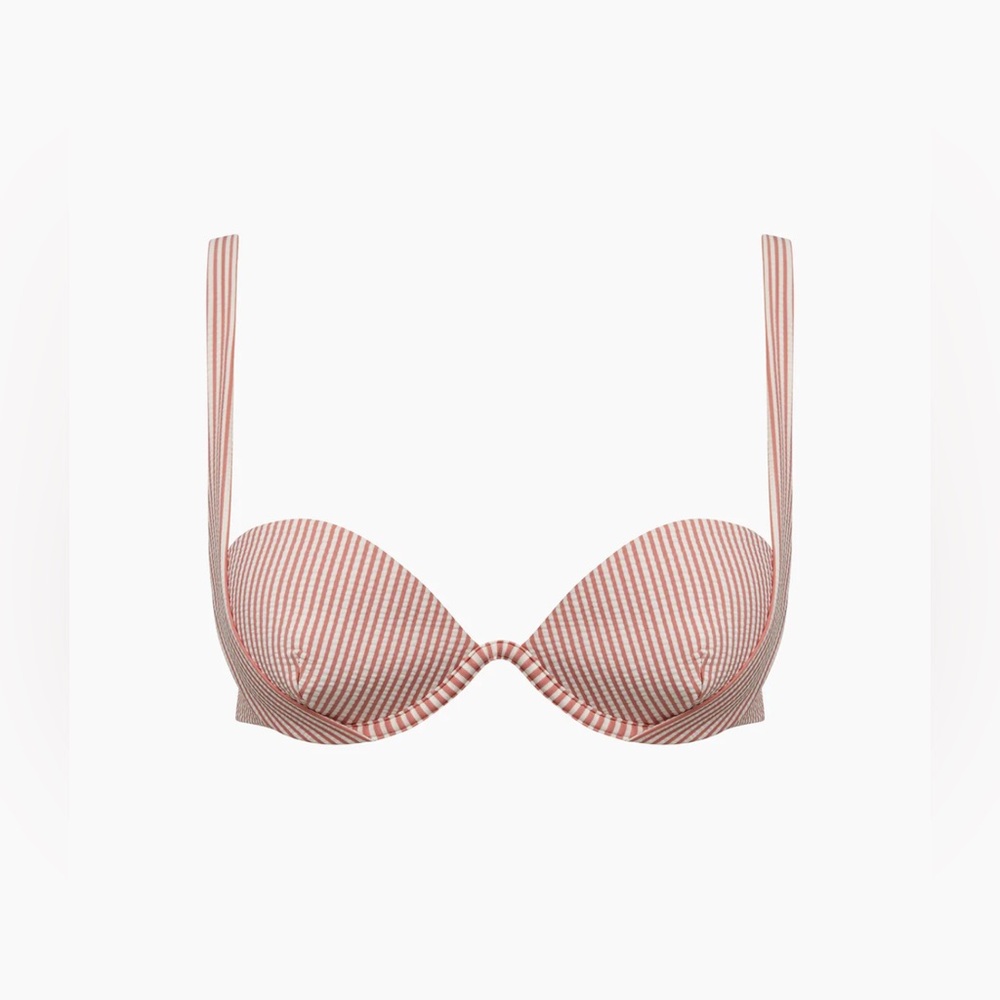 Onia XS Annalise Rosette and White Striped Bikini top NWT